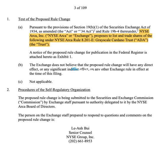 NYSE代表灰度提交Cardano現貨ETF！Solana、XRP也在路上